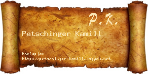 Petschinger Kamill névjegykártya